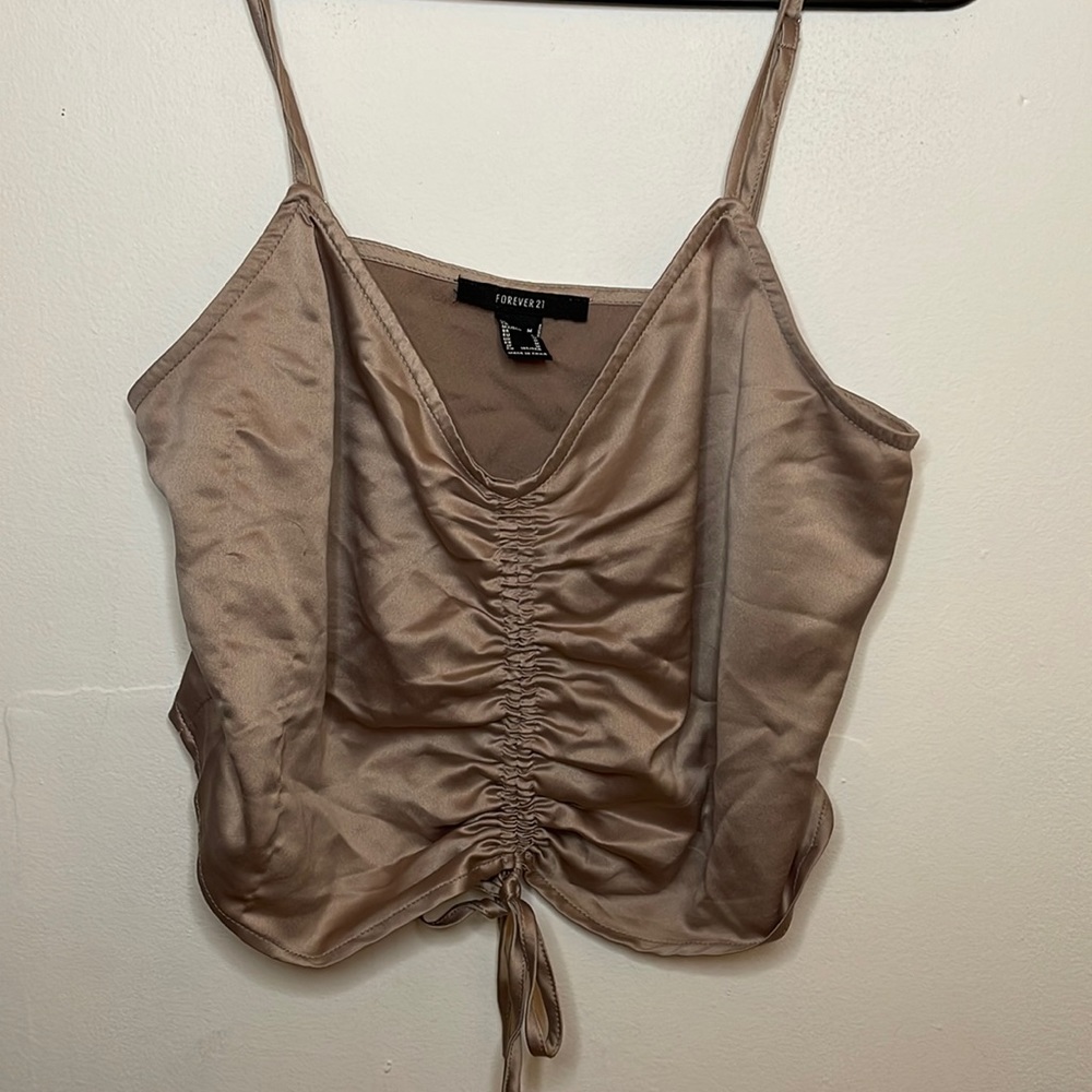 Forever 21 Tan Ruched Top